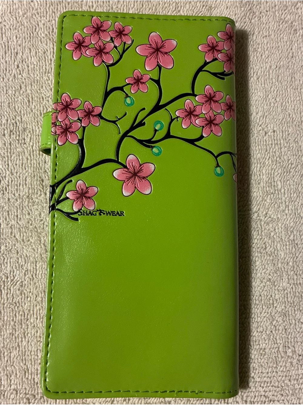 Shag Wear Vintage Hummingbird Large Bird Woman’s Wallet Faux Leather 7" Lime NEW - Picture 2 of 15